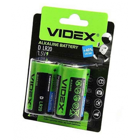 Батарейки Videx LR20 блистер0